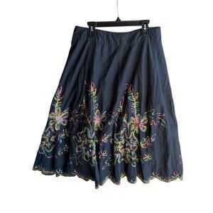 VNTG Dimri India Cotton Midi Skirt Embroidered Floral Sequin Boho Ethnic Small